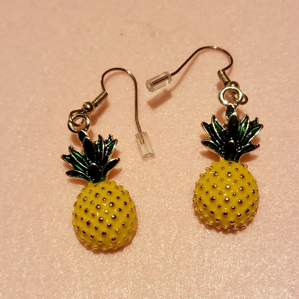 Vibrant Yellow-Green Pineapple-Themed Earrings.